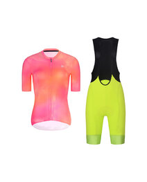 RIVANELLE Kurzarm Radtrikot und Shorts - COSMA - Gelb/Schwarz/Orange/Rosa